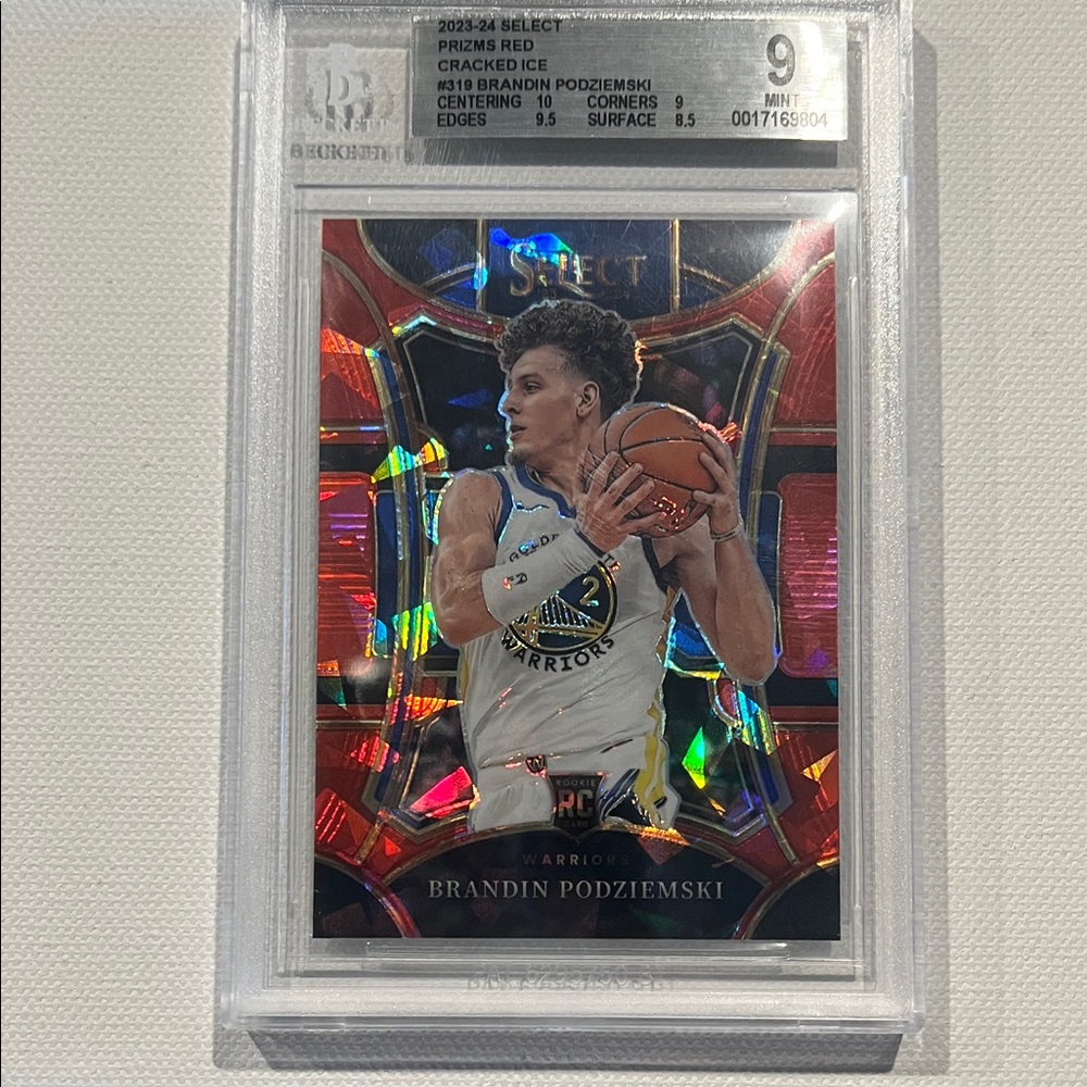 2023-24 Select Red Cracked Ice (RC) Brandin Podziemski Beckett 9